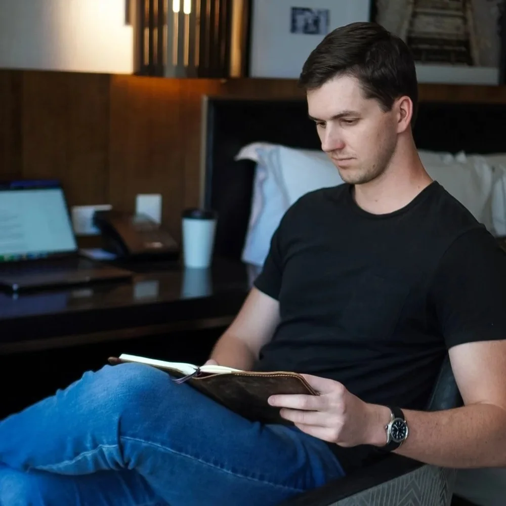 Kevin demonstrating proper desk posture